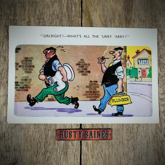 Postcard, Comic/Humour, Plumber in a Hurry, Toilet Humour