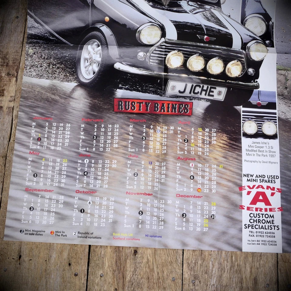 Mini Magazine Calendar Poster, Rover Mini Cooper, Reg -J ICHE