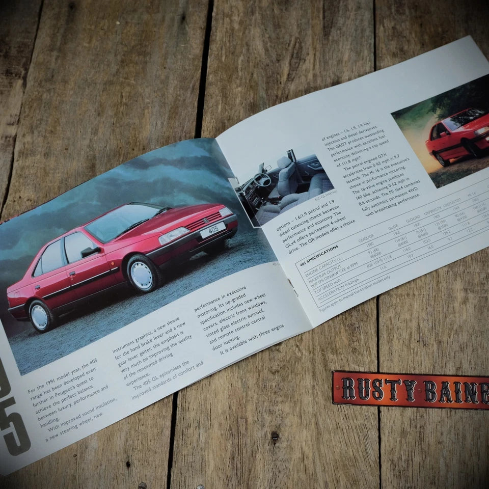 Sales Brochure, Peugeot 1990 UK Range, 205, 309, 405, 505, 605