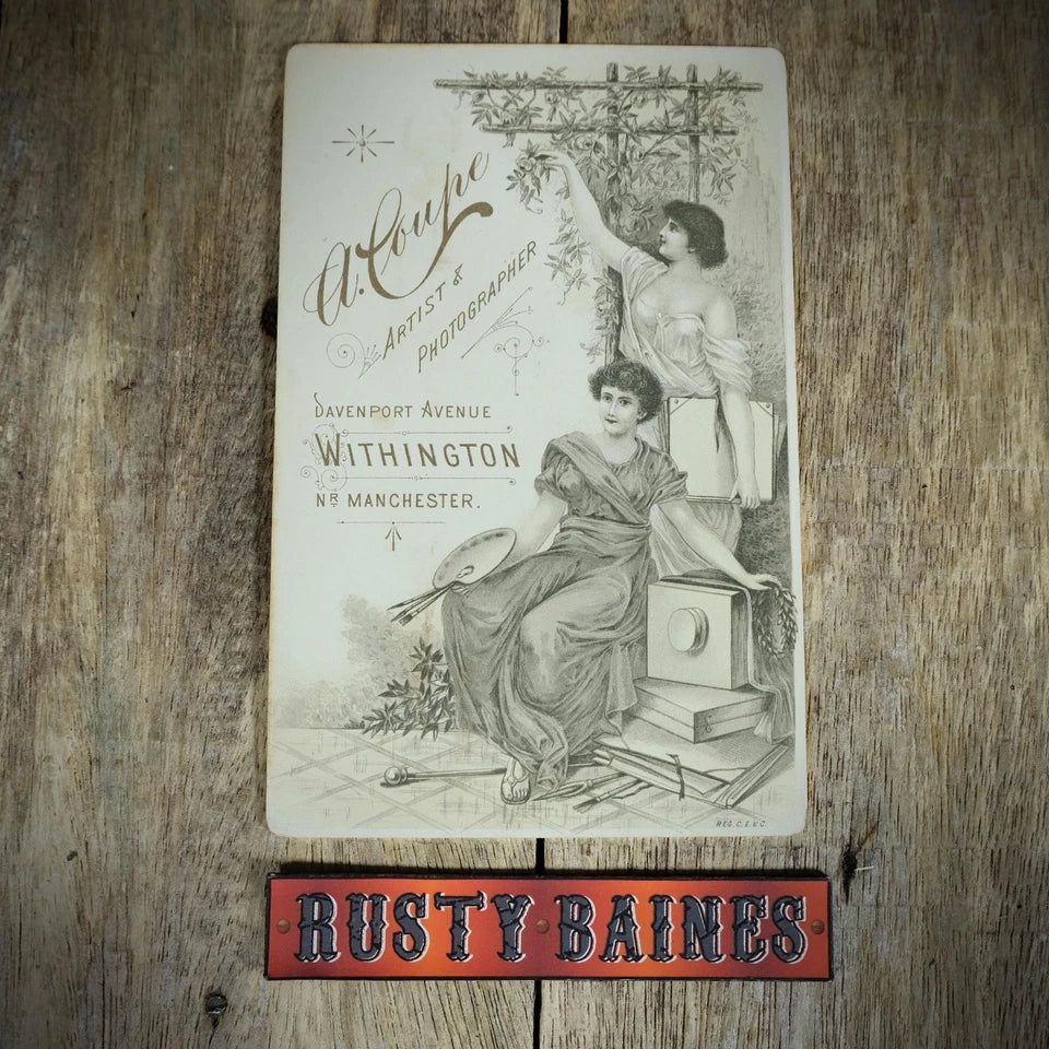 Cabinet Card Victorian Photo, Portrait Lady in Dress with Book, Coupe Manchester