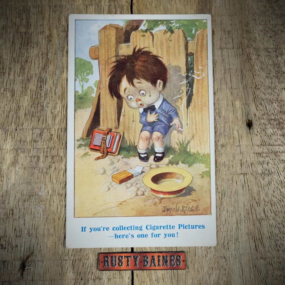 Postcard, Donald McGill Comic, Smoking, Cigarette Picture Cards