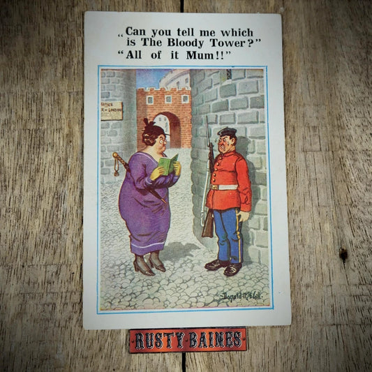 Postcard, Comic/Humour, Donald McGill, London Tourist, Soldier Guard