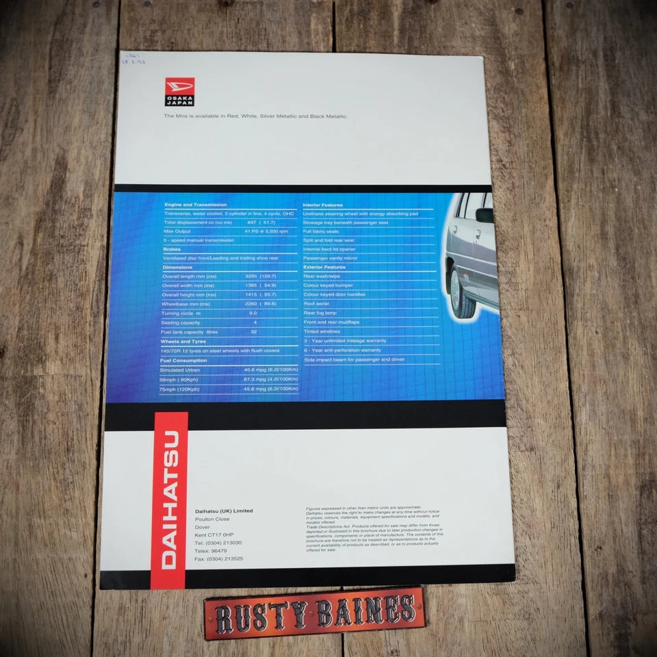 Car Brochure, Daihatsu Mira, Undated, 1990s