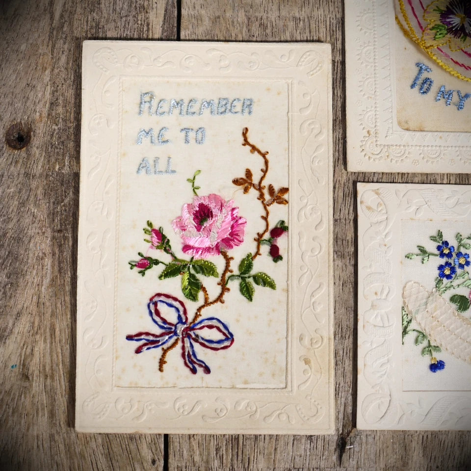 Postcard Bundle, WW1 Era Embroidered Silk Sweetheart/Sentimental x4
