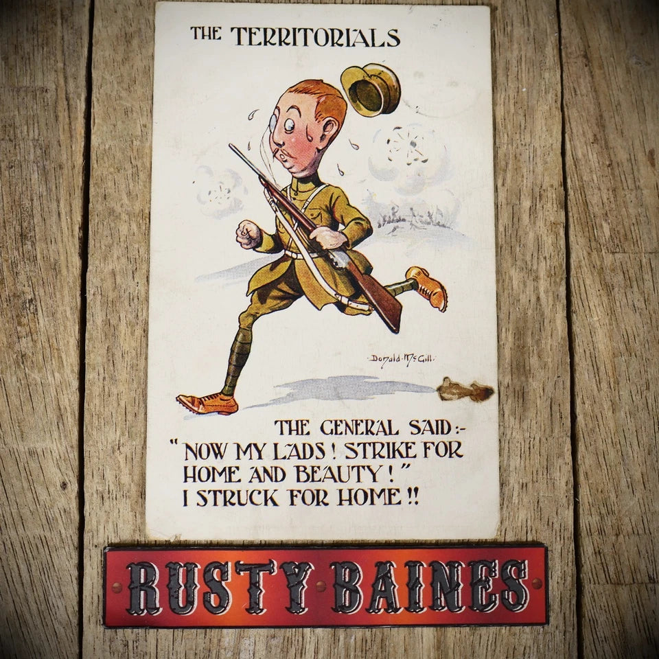 Postcard, WW1 Era Comic Donald McGill, The TA Terratorial Army Soldier