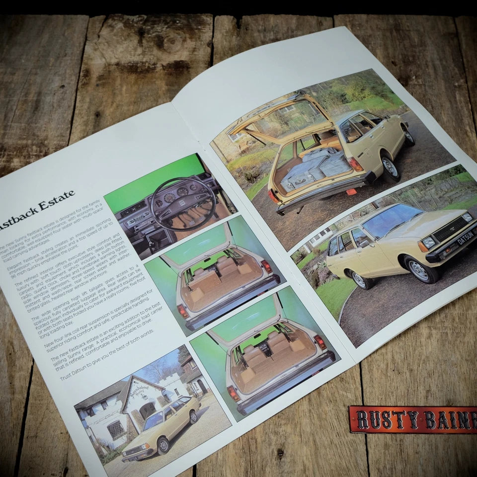 Sales Brochure, Datsun Sunny Saloon, Coupe, Estate, UK 1980