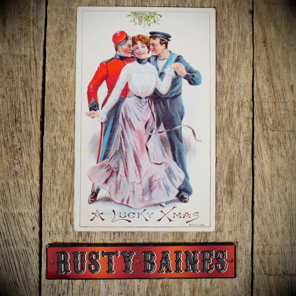 Postcard, WW1 Comic, Lucky Christmas, Glamour Girl, Sailor, Soldier