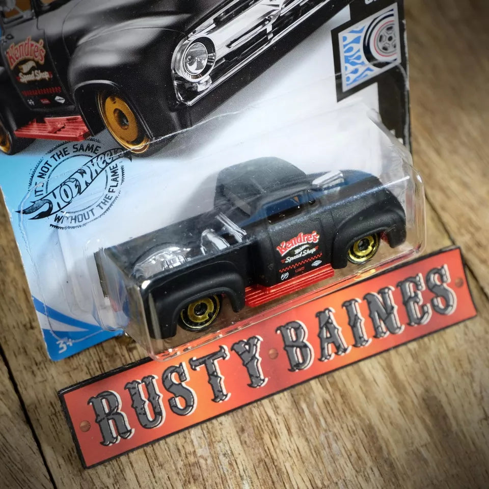 Hot Wheels, Custom '56 Ford Pick Up Truck, Matt Black, Long Card