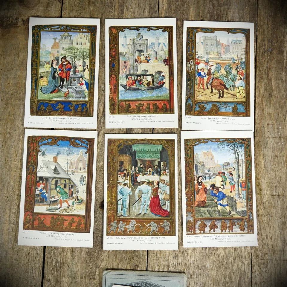 Postcard Set, British Museum, Flemish Calendar Art, Envelopes