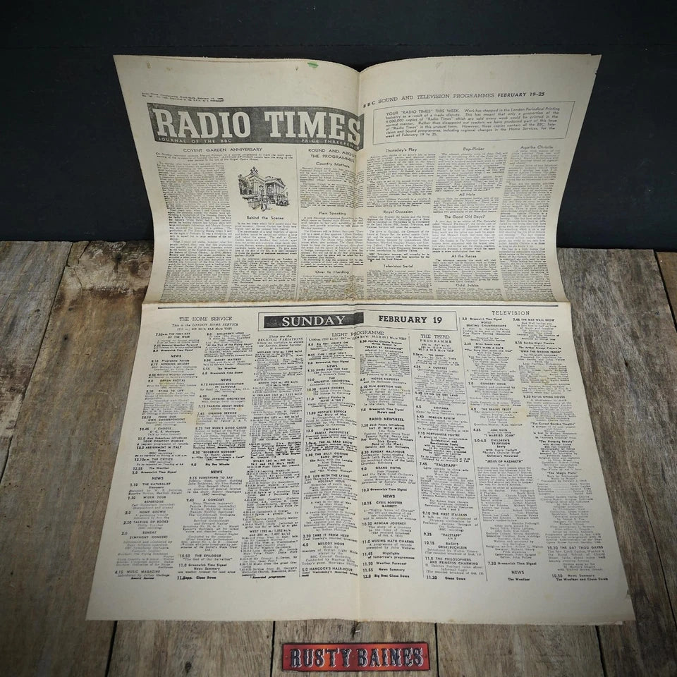Original Radio Times Newspaper TV Guide February 19-25 1956 Trade Dispute Issue