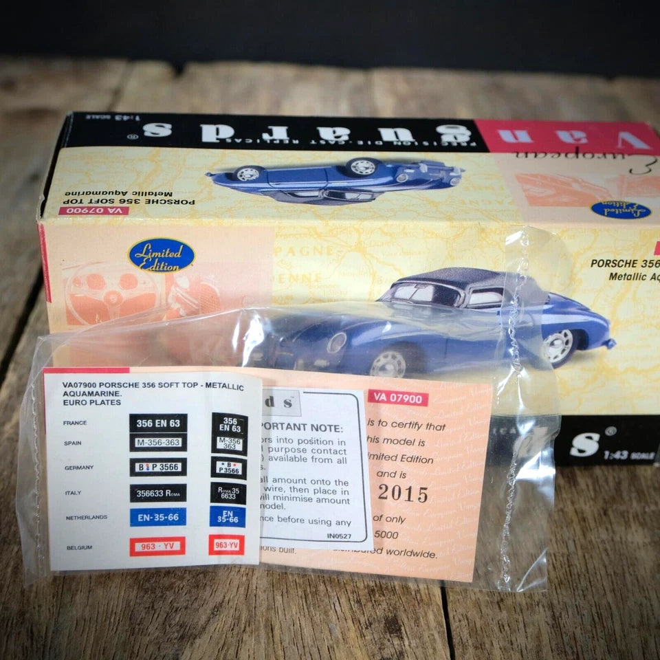 Lledo Vanguards Porsche 356 Soft Top, Metallic Aquamarine Blue, Boxed