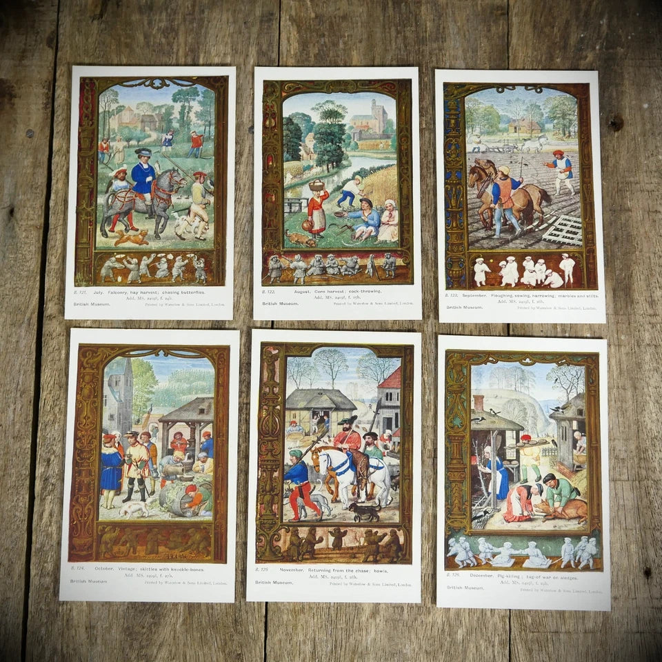 Postcard Set, British Museum, Flemish Calendar Art, Envelopes