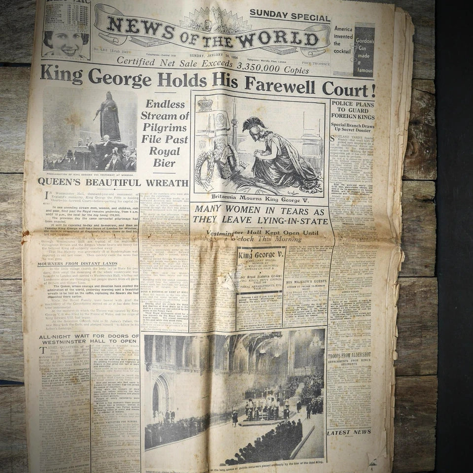 Two Original Vintage Newspapers, Royal Interest, 1936, King George