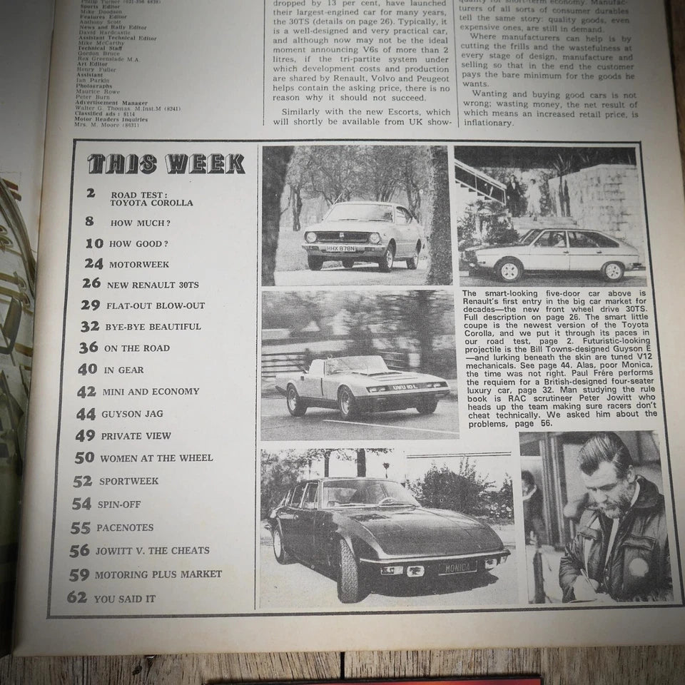 Back Issue Magazine Motor March 1 1975 Renault 30TS, Toyota Corlla Coupe