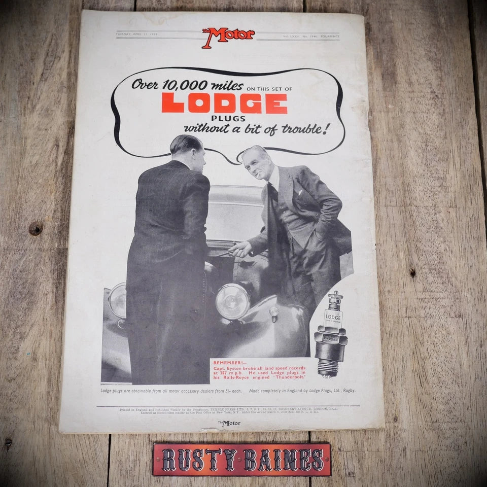 Vintage Motor Magazine April 11th 1939 Pre-WW2 Brooklands