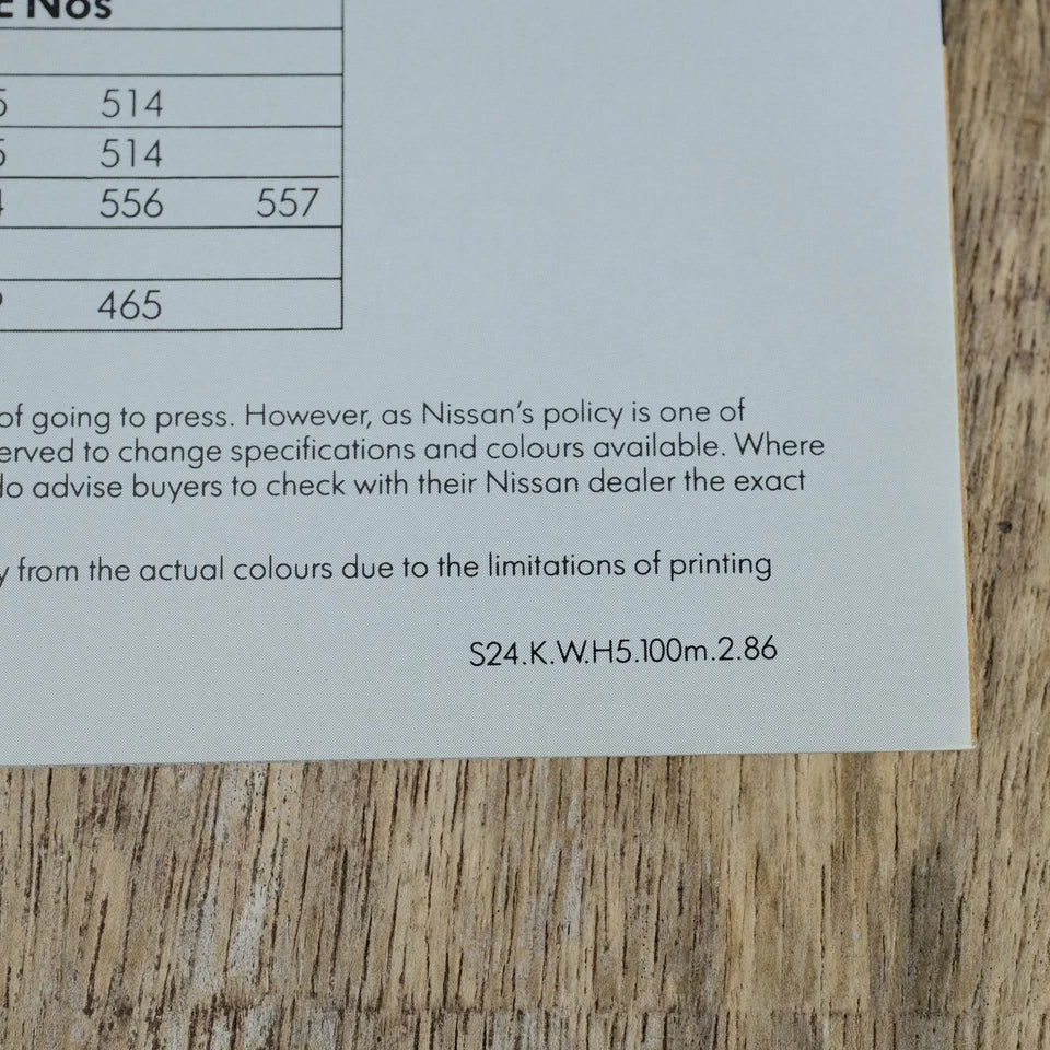 Original Car Brochure, Nissan Bluebird 1986