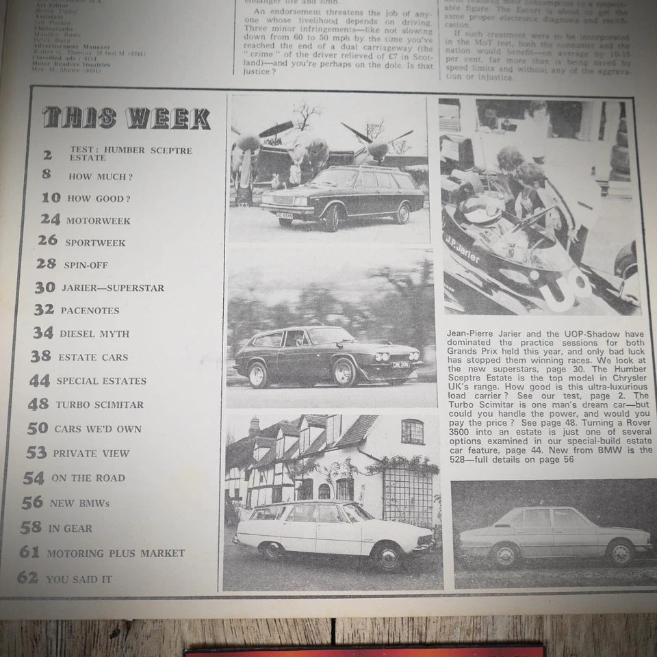 Back Issue Magazine Motor February 15 1975 Humber Sceptre, Broadspeed Scimitar