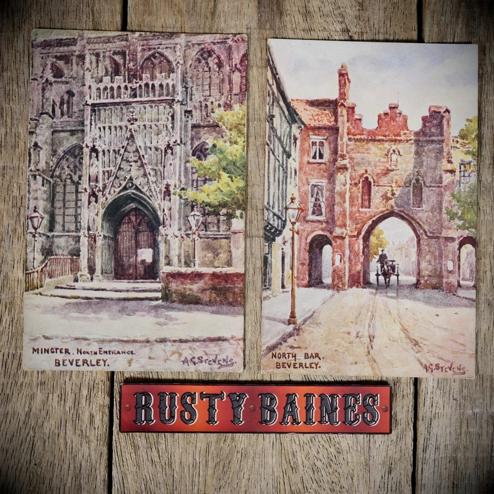 Postcards x2, Beverley East Yorkshire, J W Ruddock, Mintser/North Bar