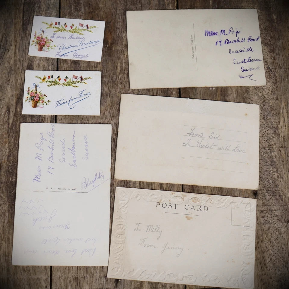 Postcard Bundle, WW1 Era Embroidered Silk Sweetheart/Sentimental x4