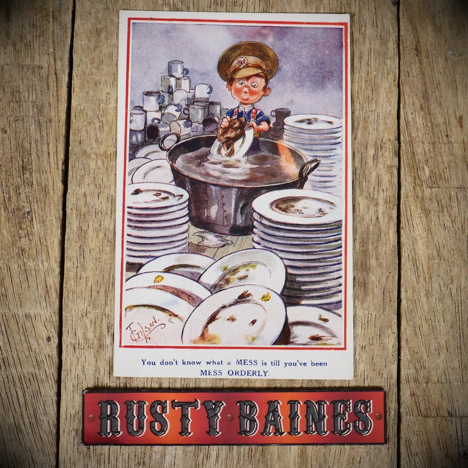 Postcard,T Gilson WW1 Comic Soldier Mess Orderly Washing Up