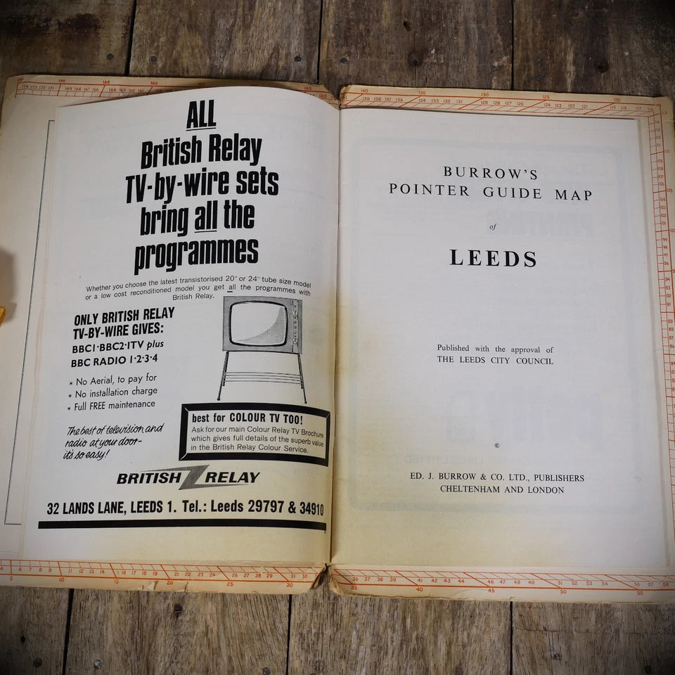 Burrow's Pointer Guide Map of Leeds, Vintage/Late 1960's