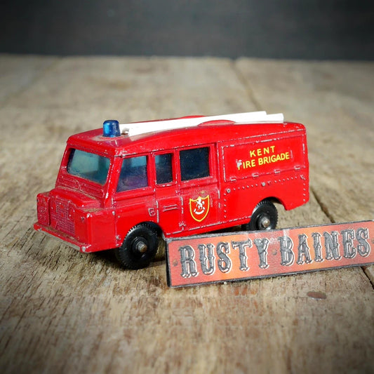 Original Vintage Matchbox/Lesney Land Rover Fire Truck, Kent Brigade, No Box