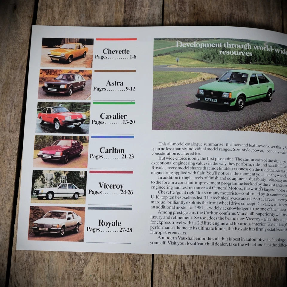 Car Brochure, Vauxhall Range 1981, Royale, Viceroy, Astra, Carlton, Cavalier