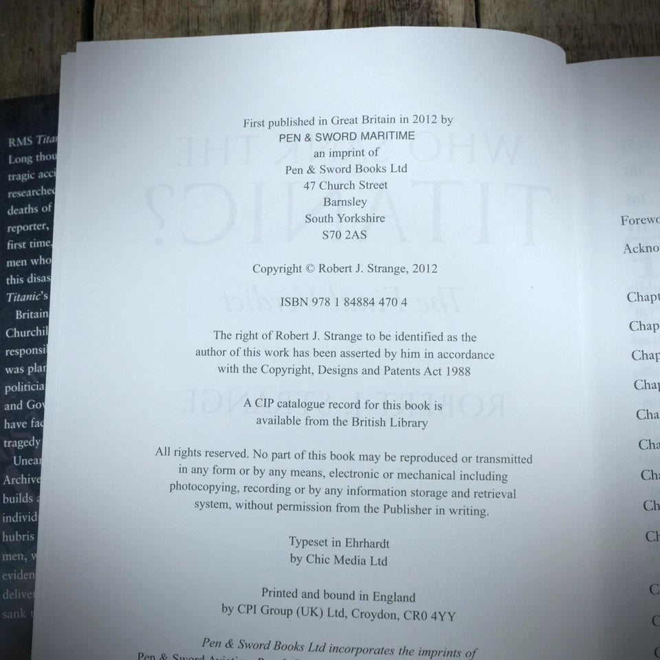 Who Sank the Titanic? Final Verdict, Robert Strange, 2012 Hardcover
