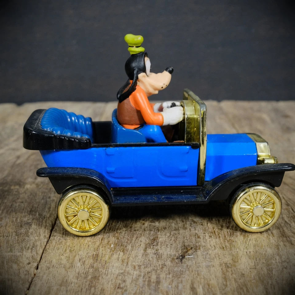 Vintage Walt Disney Plastic Goofy Vintage Classic Car, Pull-Back Drive