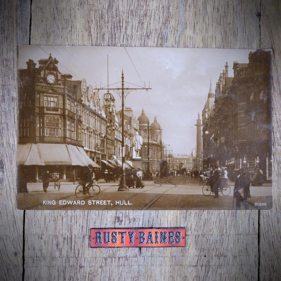 Postcard, King Edward Street Hull , Bicycles, Real Photo