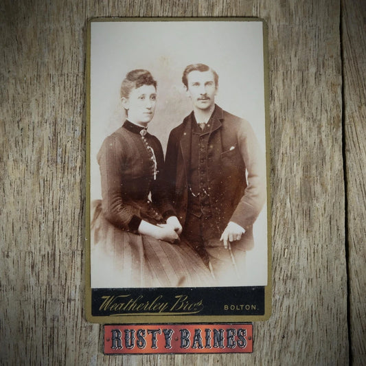 Carte de Visite (CDV) Portrait of Husband & Wife, Victorian Fashion, Bolton, Weatherley Bros