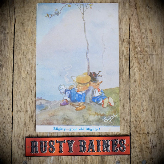 Postcard, Comic, Gilson, WW1 Injured Soldiers Smoking, Old Blighty