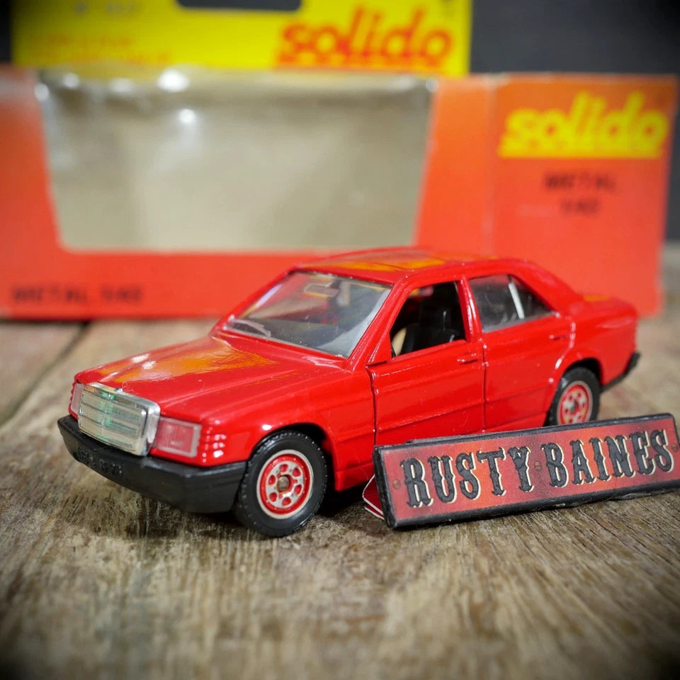 Solido Mercedes 190 E, Vintage Toy Car, Boxed, Red, 1/43 Scale