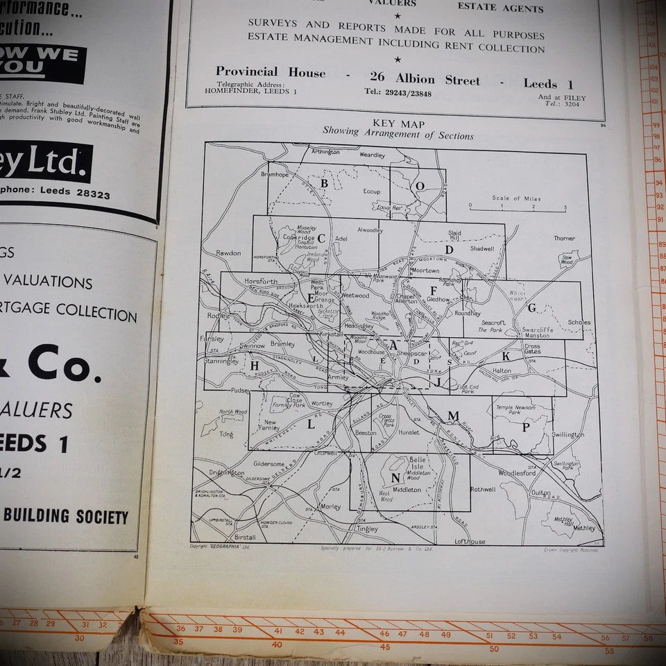 Burrow's Pointer Guide Map of Leeds, Vintage/Late 1960's