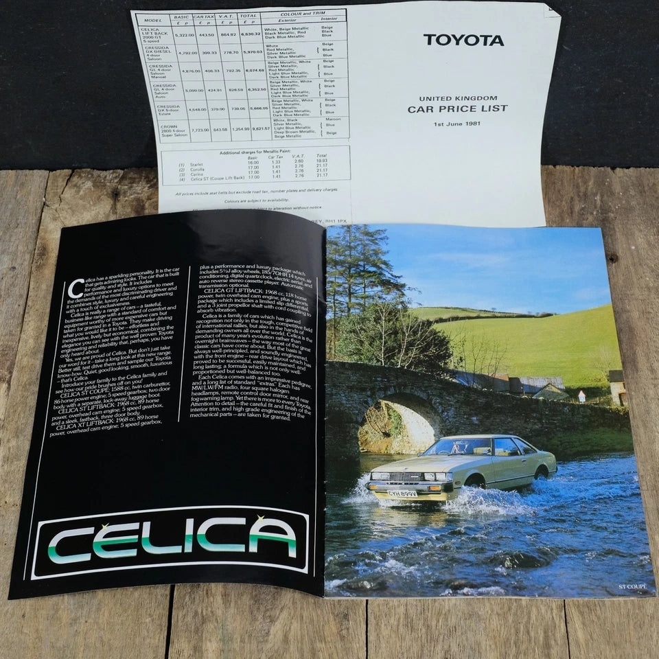 Original Car Brochure, 1980 Toyota Celica Range, UK Price List, Coupe/Liftback