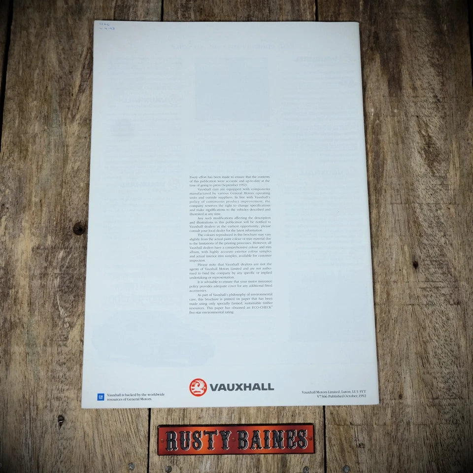 Sales Brochure, Vauxhall Carlton 1993 Range, Saloon/Estate