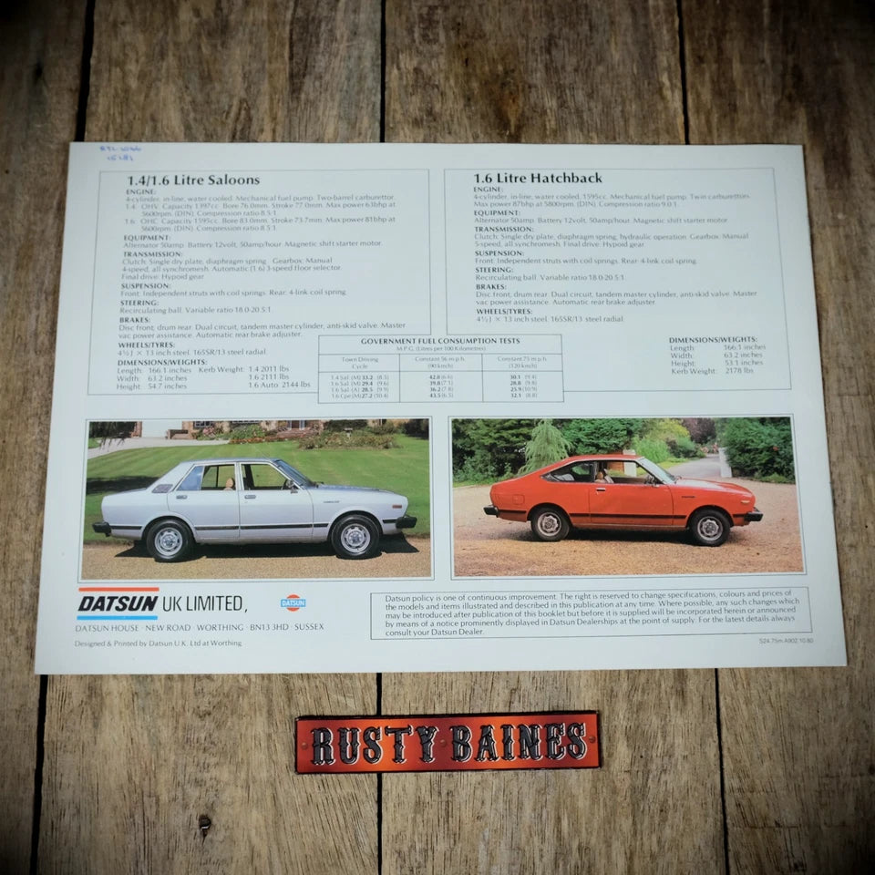 Sales Brochure, Datsun Violet Saloon & Hatch, UK 1980