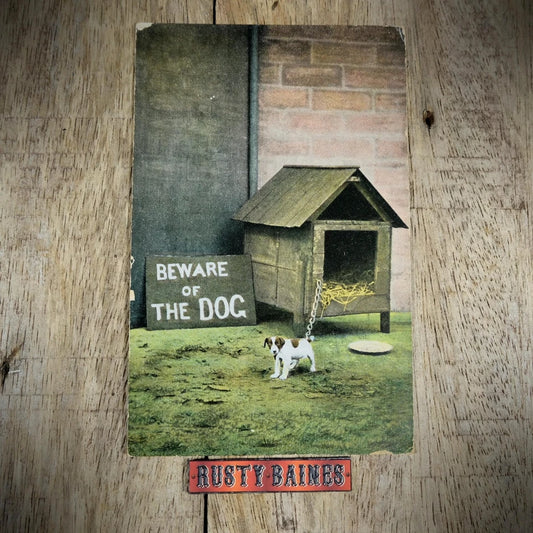 Postcard, Bamforth Comic, Beware of the Dog, Tiny Terrier