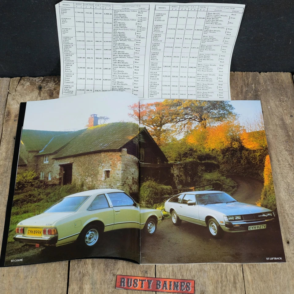 Original Car Brochure, 1980 Toyota Celica Range, UK Price List, Coupe/Liftback