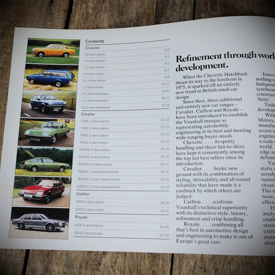 Car Brochure, Vauxhall Range 1979, Royale, Chevette, Carlton, Cavalier