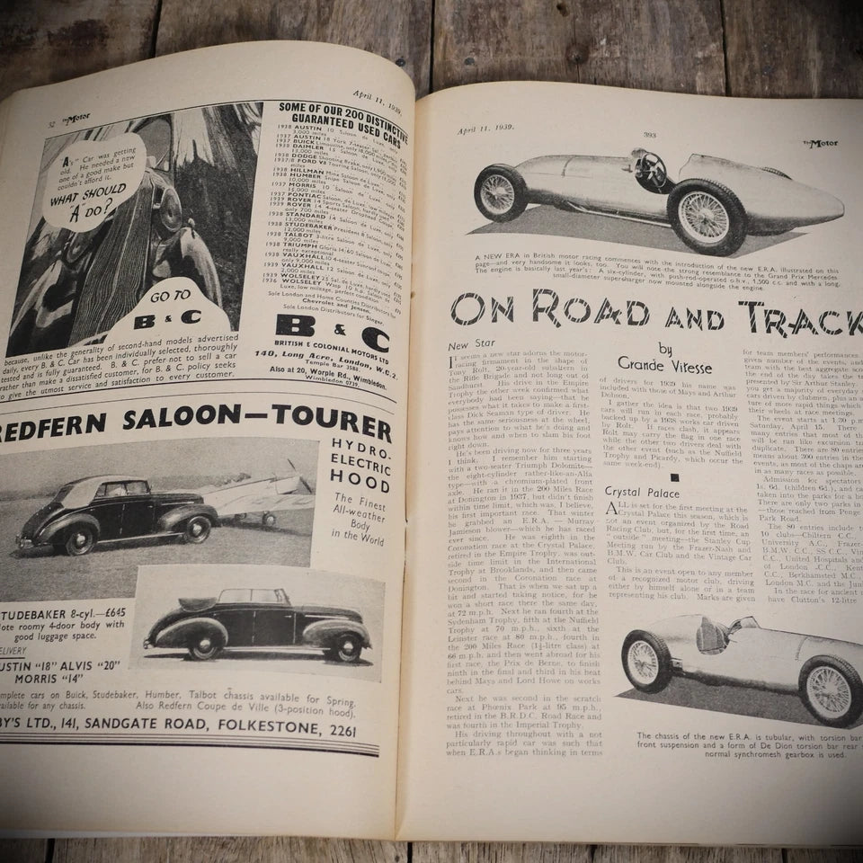 Vintage Motor Magazine April 11th 1939 Pre-WW2 Brooklands