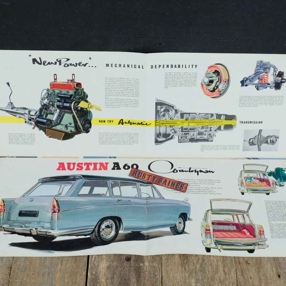 Original Car Brochure, Austin A60 Countryman, Poster Style