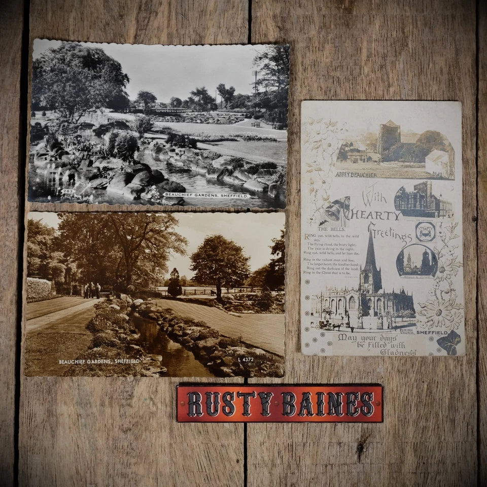 Postcards, Bundle x3 Sheffield Beauchief Gardens & Multiview