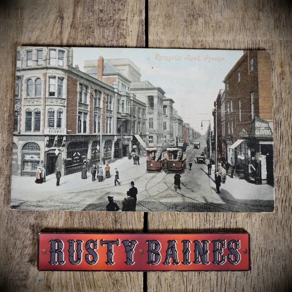 Postcard, Preston Lancaster Road, Trams, 1907, Printed
