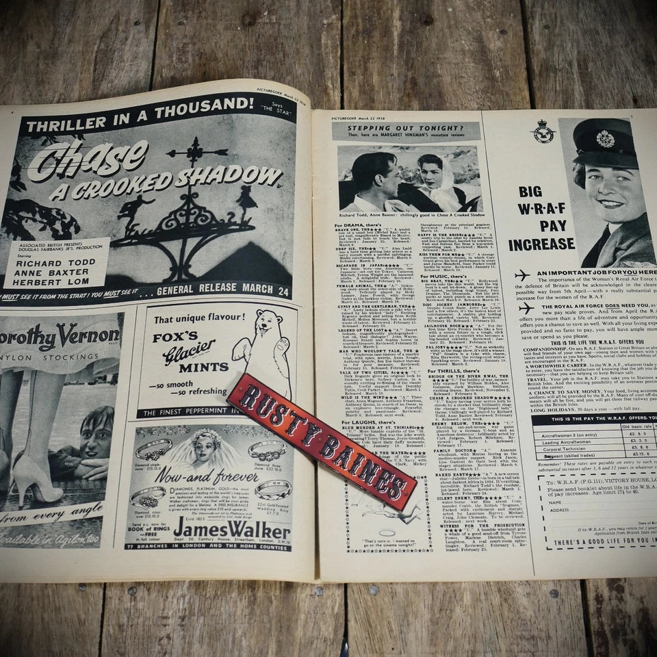 Vintage Picturegoer Magazine March 22 1958, Film/Cinema Actors. Cheesecake