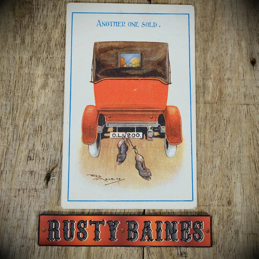 Vintage Comic Postcard, Reg Maurice, Vintage Car Sold, Newlyweds