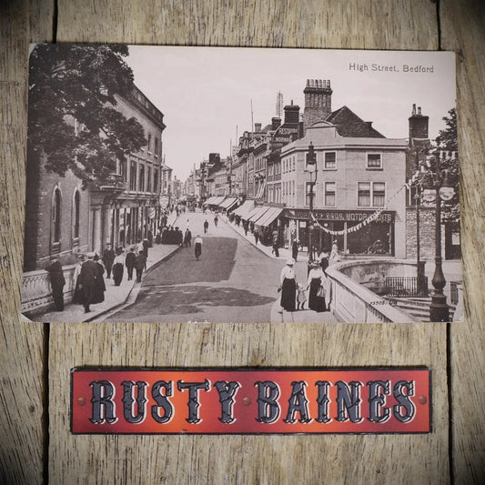 Postcard, Bedford High Street 1916, Printed