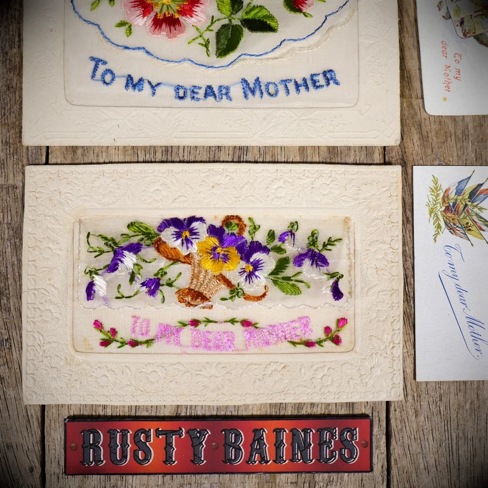 Postcard Bundle, WW1 Embroidered Silk, Mother/Floral/Sentimental