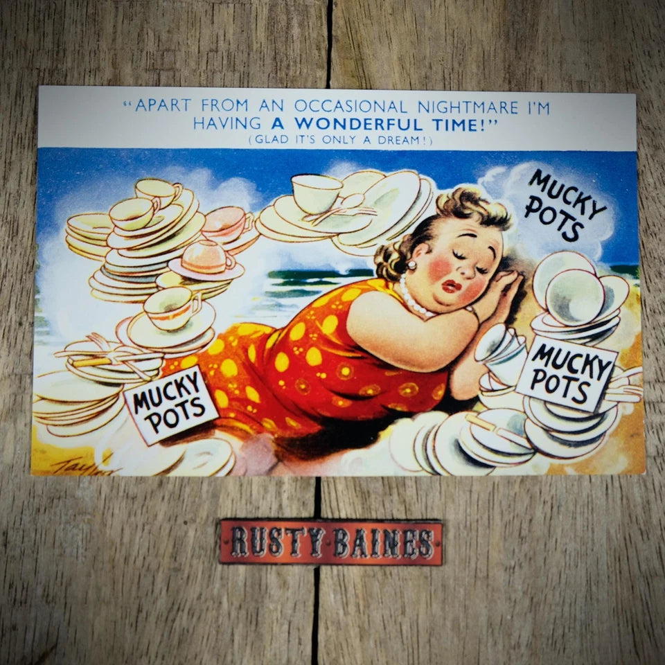 Postcard, Bamforth Comic, British Seaside Holiday, Dirty Pots Dishes