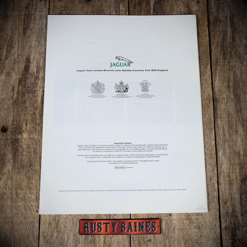 Car Brochure, Jaguar-Daimler 1994, XJ6 XJ12 XJS